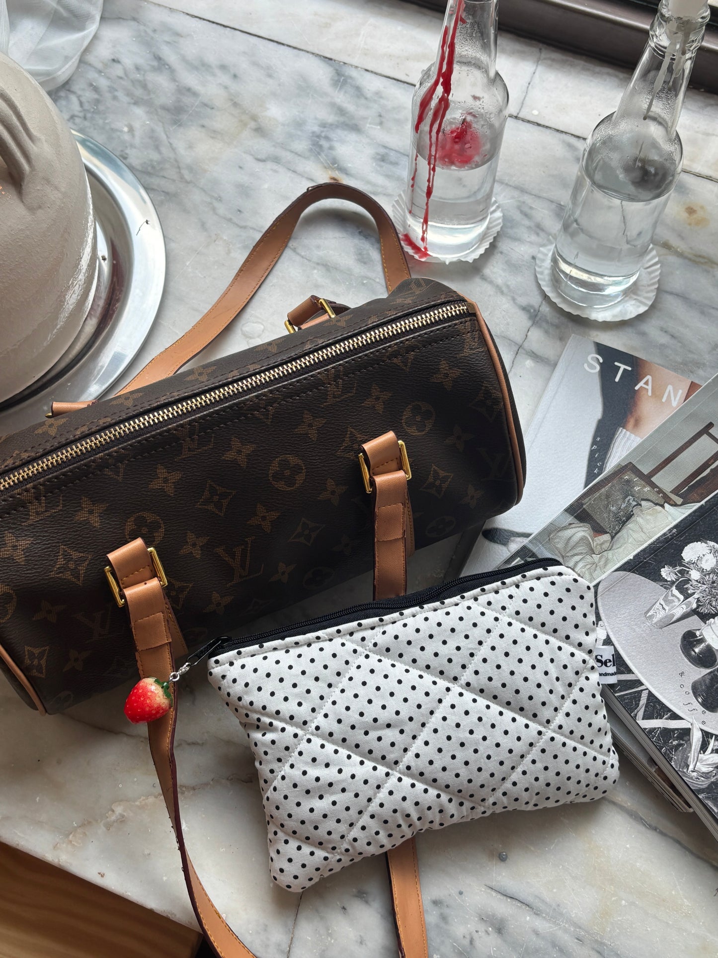 Polka Dots - Quilted Flat Pouch