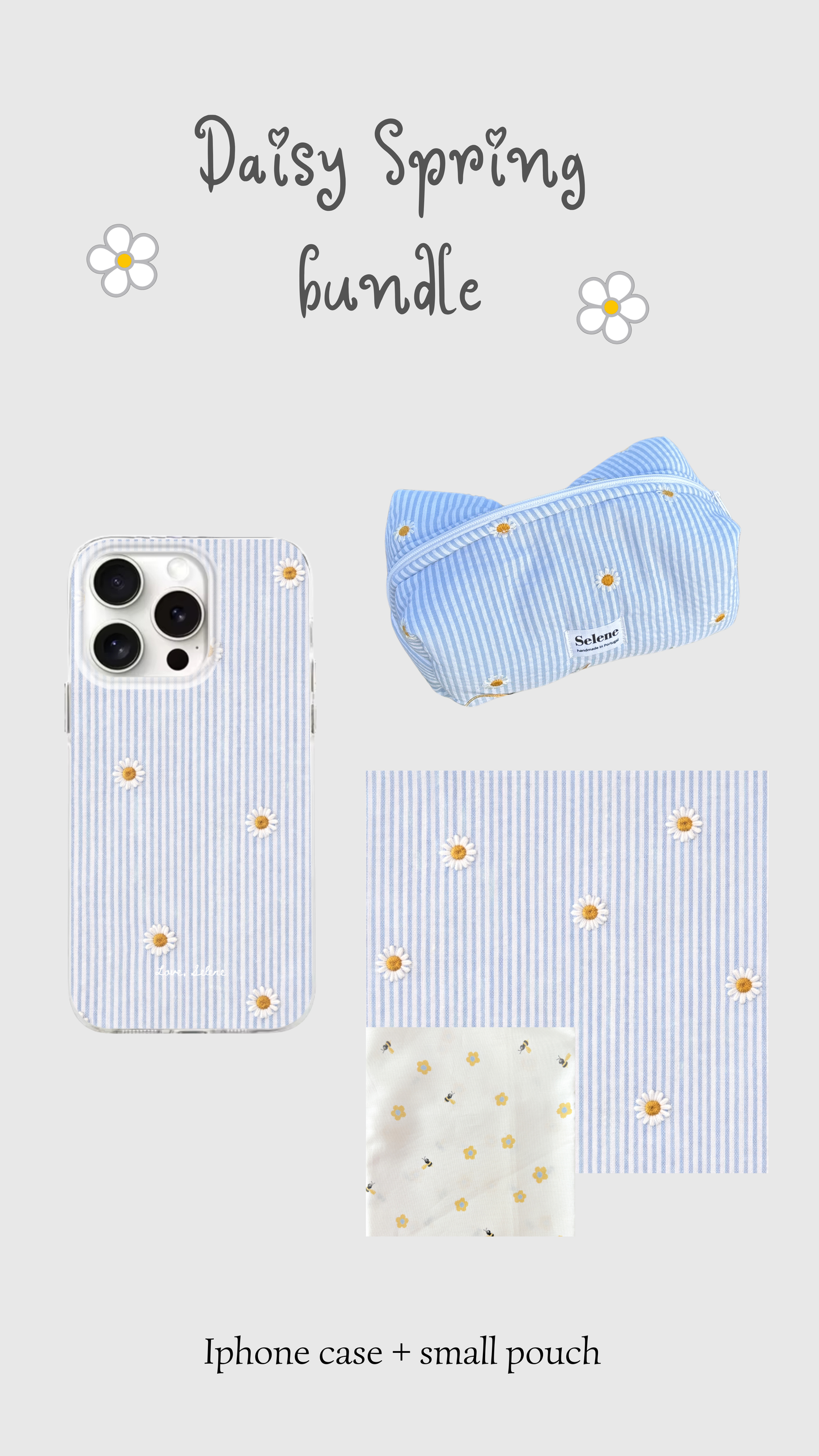 Bundle Daisy Spring (Iphone Case + small pouch)