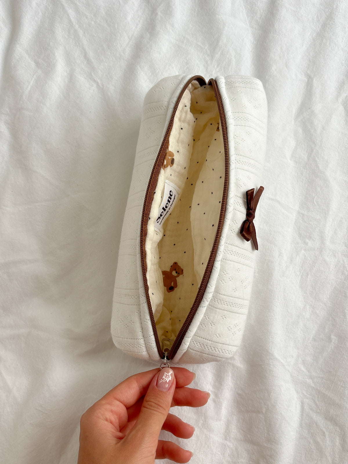 Teddy pointelle - Pencil Pouch 🧸🤍
