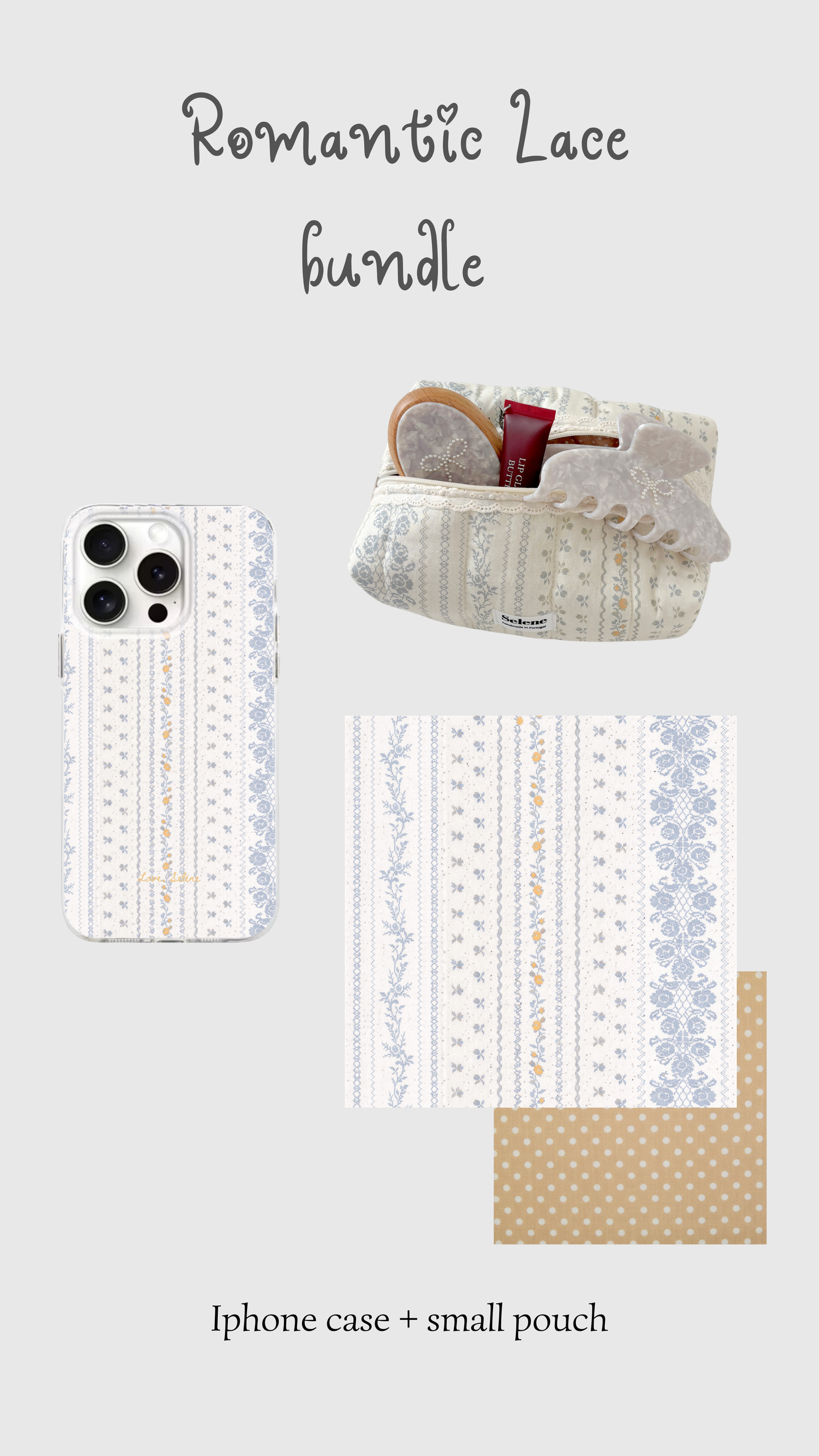 Bundle Romantic Lace (Iphone Case + small pouch)