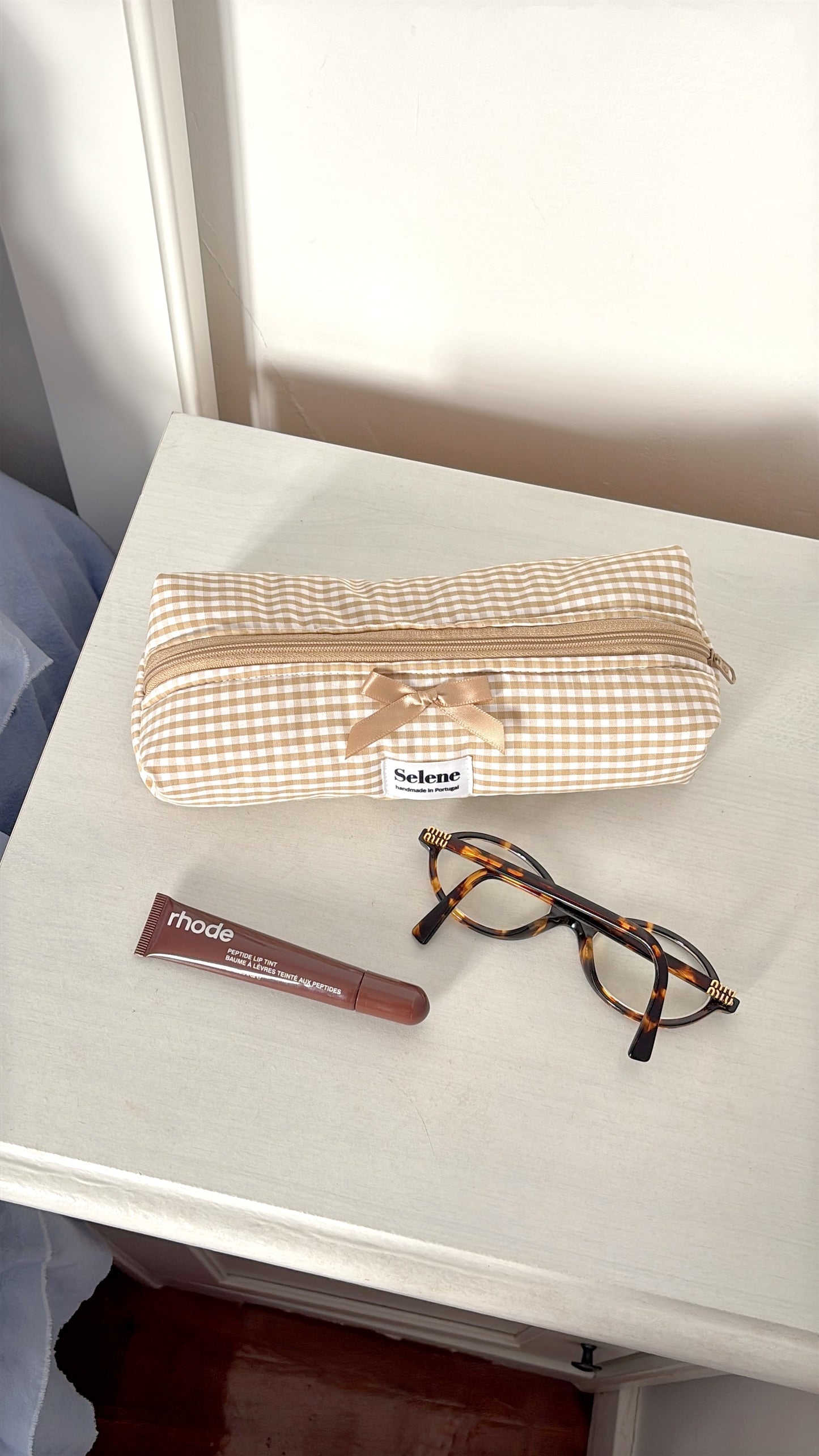 Nude Vichy 🧸🤎 Pencil Pouch