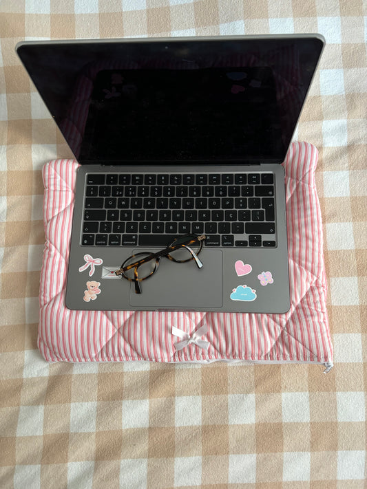 Double Pink Stripes - Small Laptop Pouch