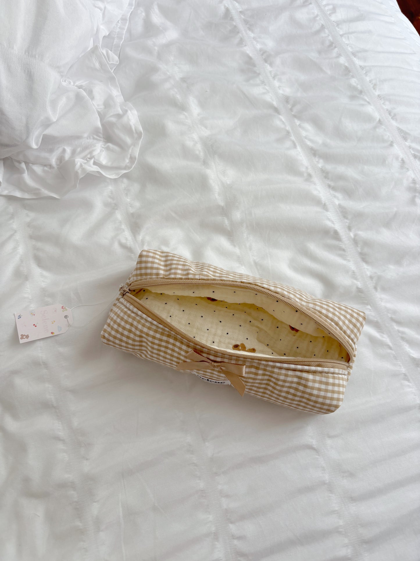 Nude Vichy 🧸🤎 Pencil Pouch