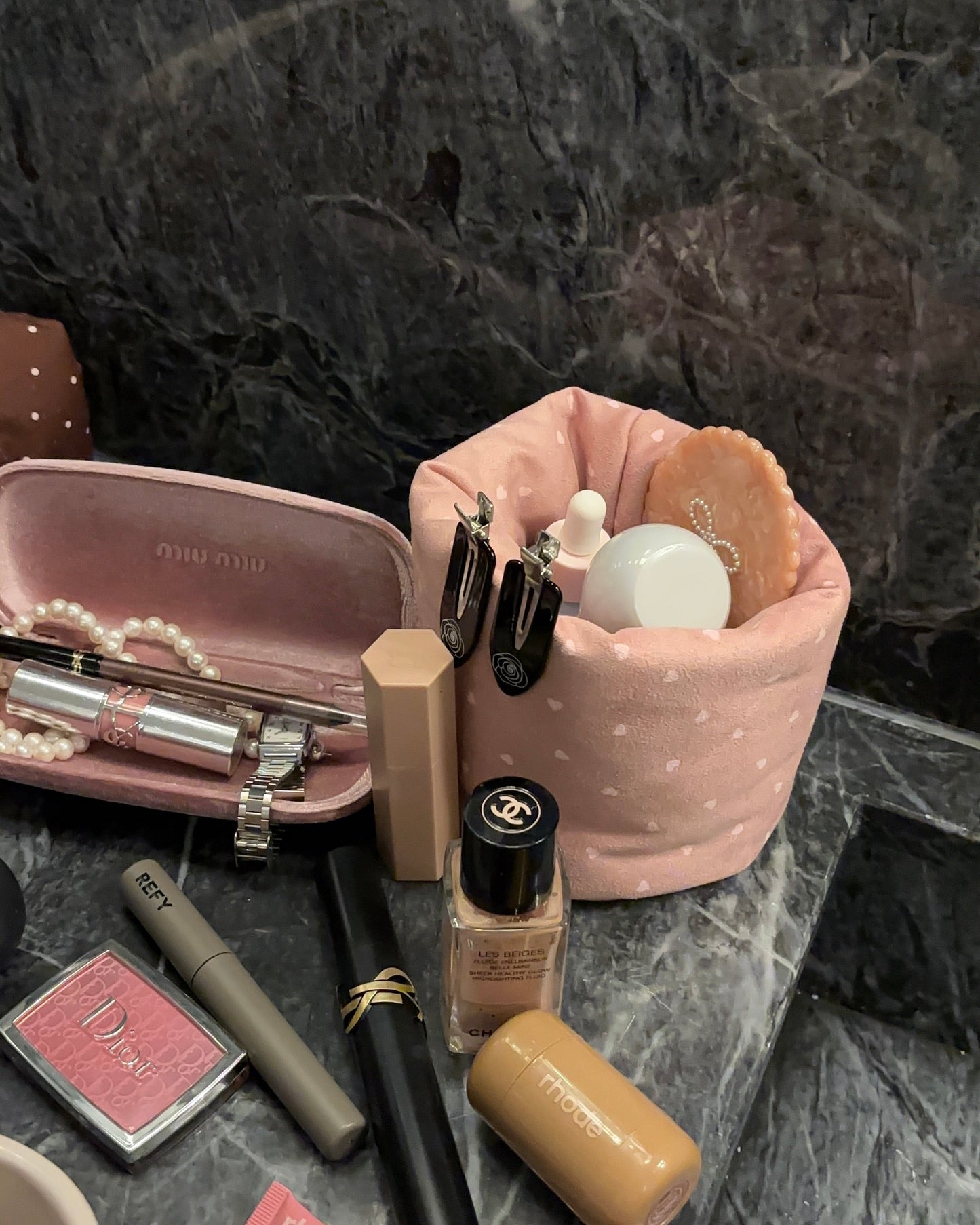 Suede brown hearts Basket 🤎💗 Small